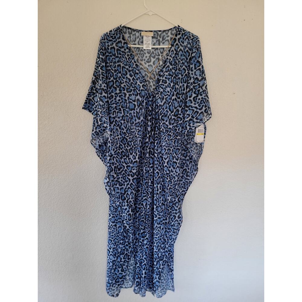 Michael Kors Women's Animal Print Tide Blue Swim Cover Up Size M/L #17